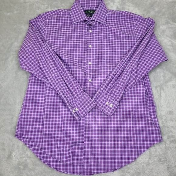 Ralph Lauren Classic Fit Purple Plaid Long Sleeve Button Down Shirt 16 34 - 35 - Picture 1 of 6